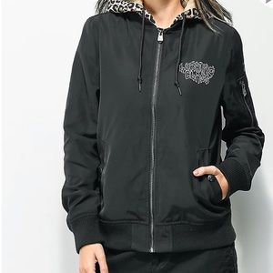 Lurking Class by Sketchy Tank Scythe Black Hooded Bomber Jacket size xs